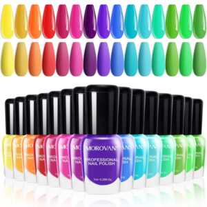 Morovan 15 Bright Color Air Quick Dry Nail Polish Gift Set for Women