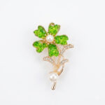 Luxury Enamel Flower & Double Pearl Hijab Brooch Pin
