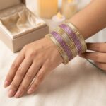 Royal Purple & Golden Stone-Studded Glass Bangle Set for Women – Traditional Partywear Jewellery - Image 2